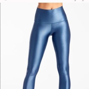DYI high rise metallic leggings blue